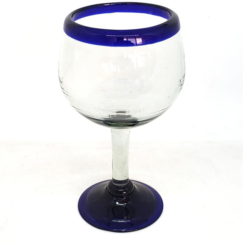Borde Azul Cobalto / Juego de 6 copas tipo globo con borde azul cobalto / stas copas de vino tipo globo son las ms grandes en su tipo, las disfrutar al capturar el aroma de un buen vino tinto.